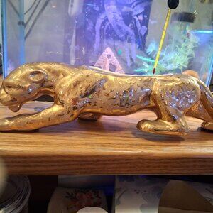 Vintage Elegant Unique 24 Kt. Gold Jaguar Planter STUNNING!! RARE!!***READ***